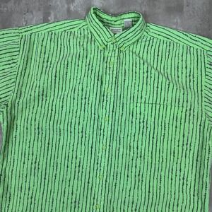Vintage Surfwear Shirt Mens Large Green Hawaiian Shore Club Button Down 80s